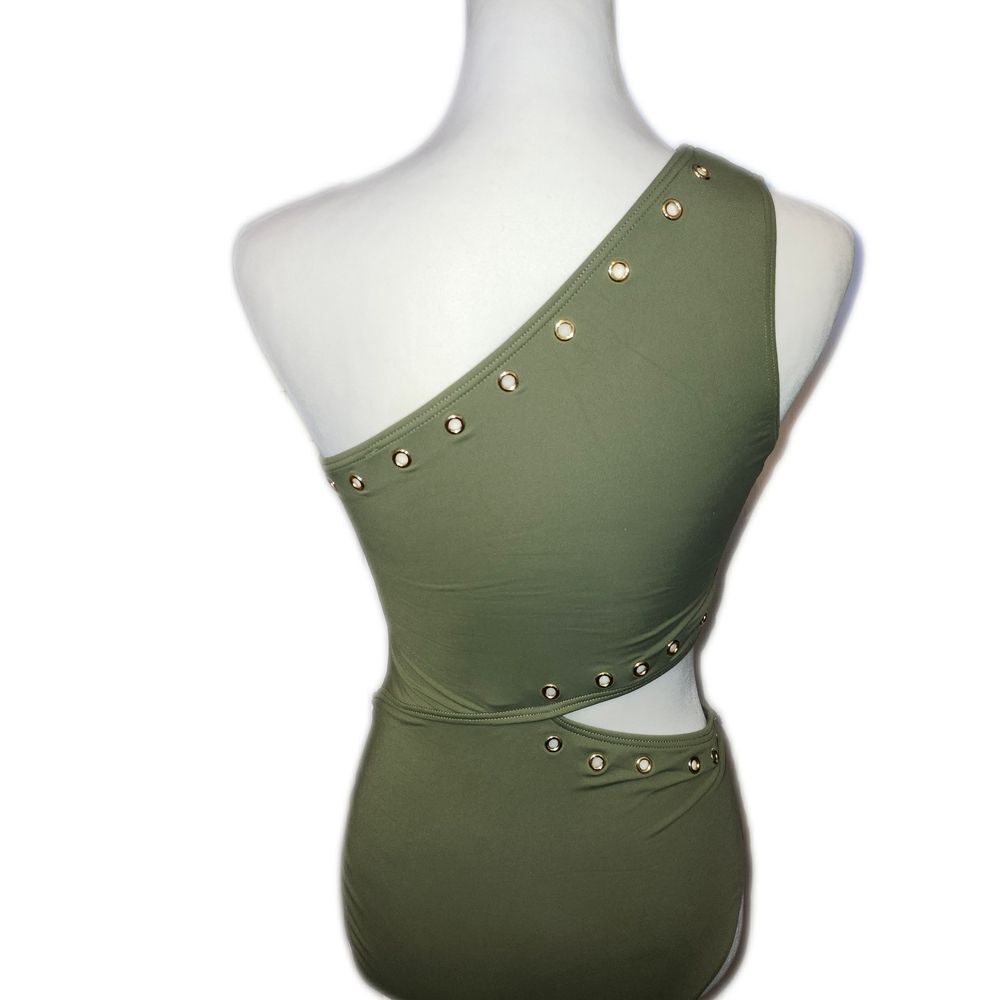 Michael Kors Olive and Gold Detail Swimsuit, 10 - Picture 3 of 12